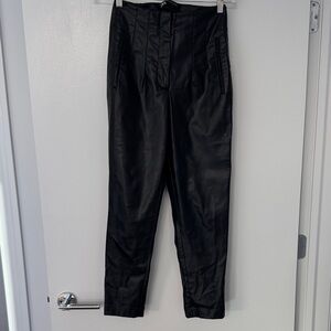Zara Women Vegan Leather Black Pants